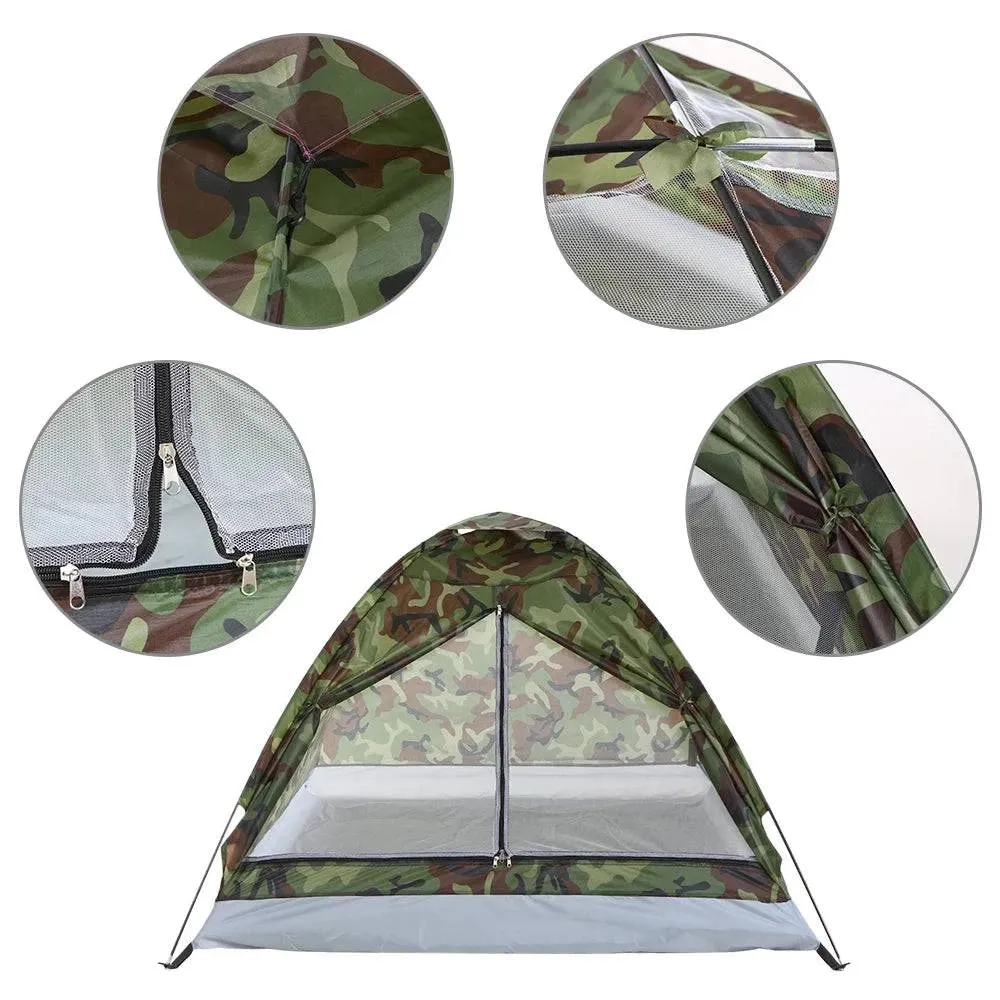 1/2 Person Camping Tent Beach Tent Single Layer Tent Portable Camouflage Polyester PU1000mm Camping Hiking Outdoor Tent