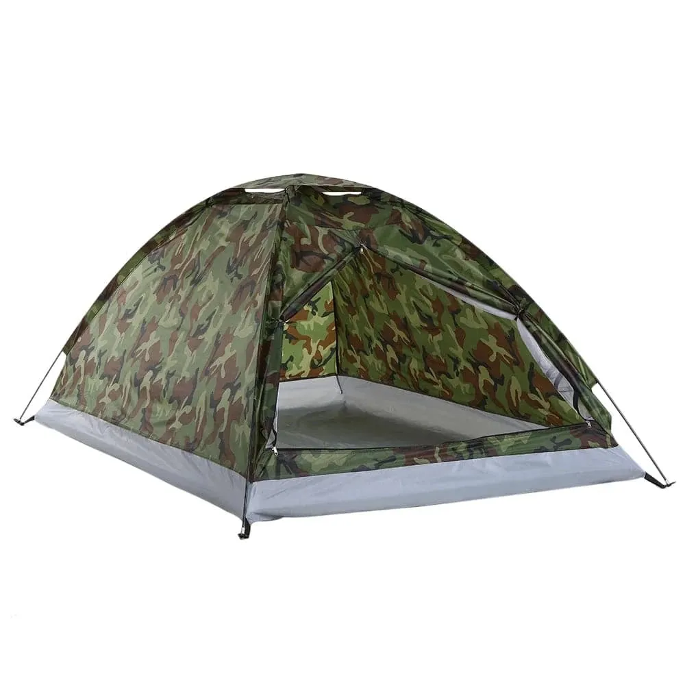 1/2 Person Camping Tent Beach Tent Single Layer Tent Portable Camouflage Polyester PU1000mm Camping Hiking Outdoor Tent