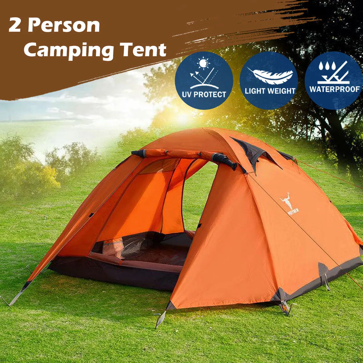 2 Person Portable Outdoor Lightweight Cycling Hiking Backpacking Camping Waterproof Tent