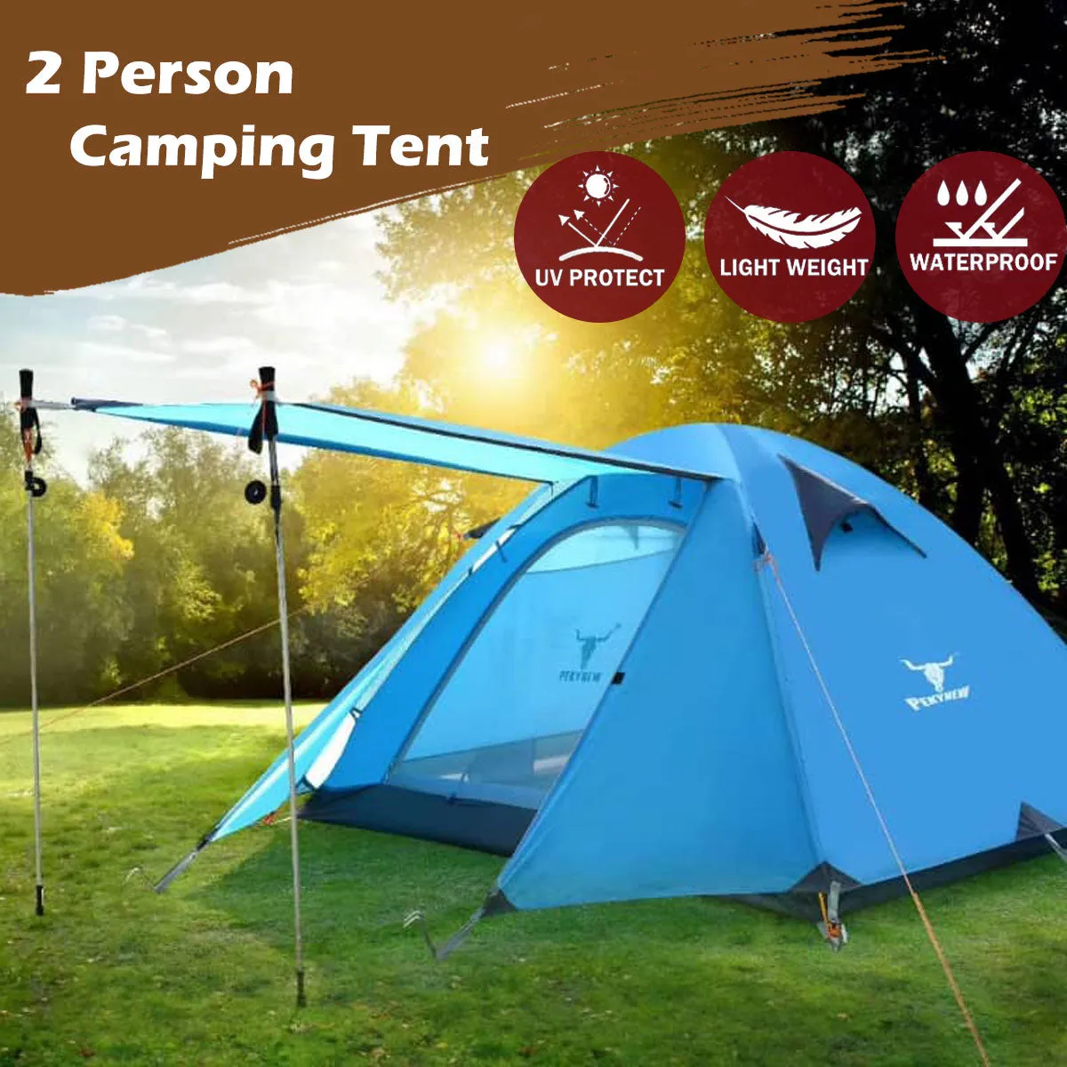 2 Person Portable Outdoor Lightweight Cycling Hiking Backpacking Camping Waterproof Tent