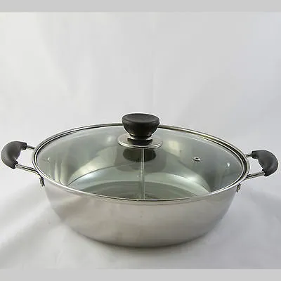 30cm Stainless Steel Twin Hot Pot With Lid - For Induction/Gas/Electrical Stove