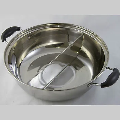 30cm Stainless Steel Twin Hot Pot With Lid - For Induction/Gas/Electrical Stove