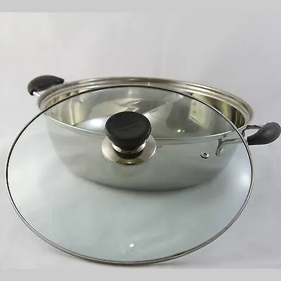 30cm Stainless Steel Twin Hot Pot With Lid - For Induction/Gas/Electrical Stove