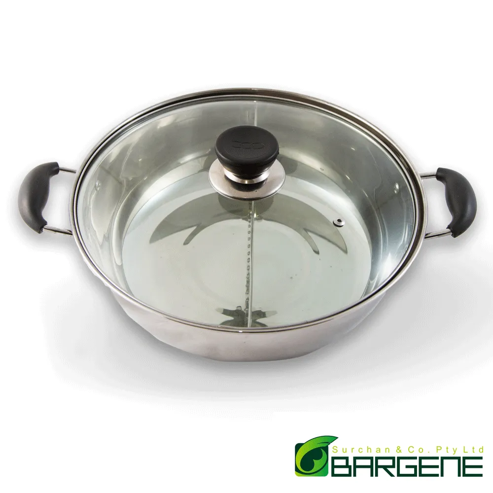 30cm Stainless Steel Twin Hot Pot With Lid - For Induction/Gas/Electrical Stove