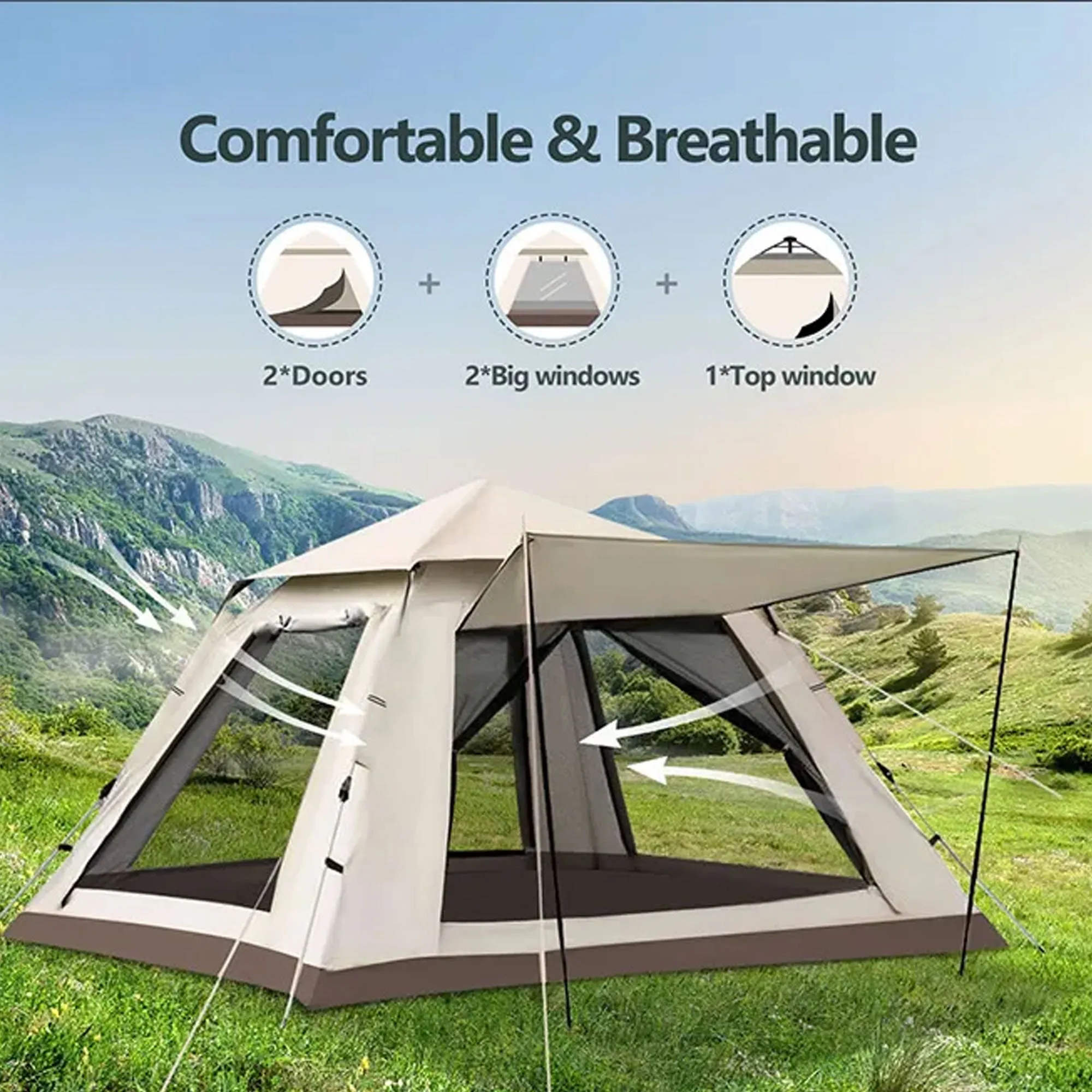 4 Person Portable Outdoor Camping Tent Instant Pop Up Beach Sun Shade Shelter