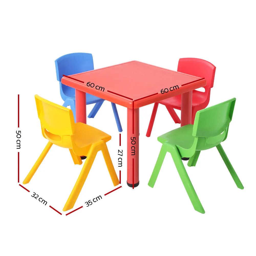 5 Piece Kids Table and Chair Set - Red