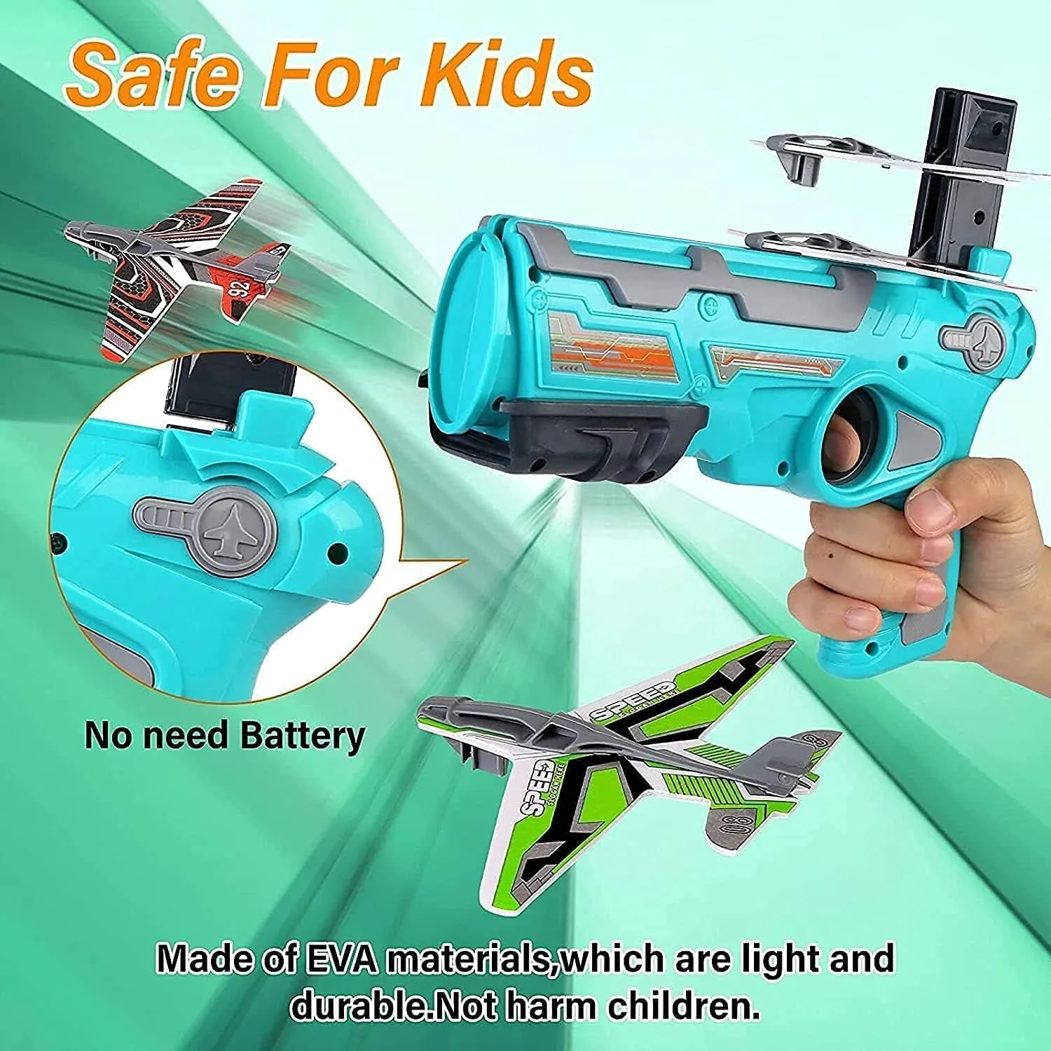 Airplane Launcher Gun Toy with Foam Glider Planes, Outdoor Games for Children, Best Aeroplane Toys for Kids, Air Battle Gun Toys  ( 5 Plane Include )