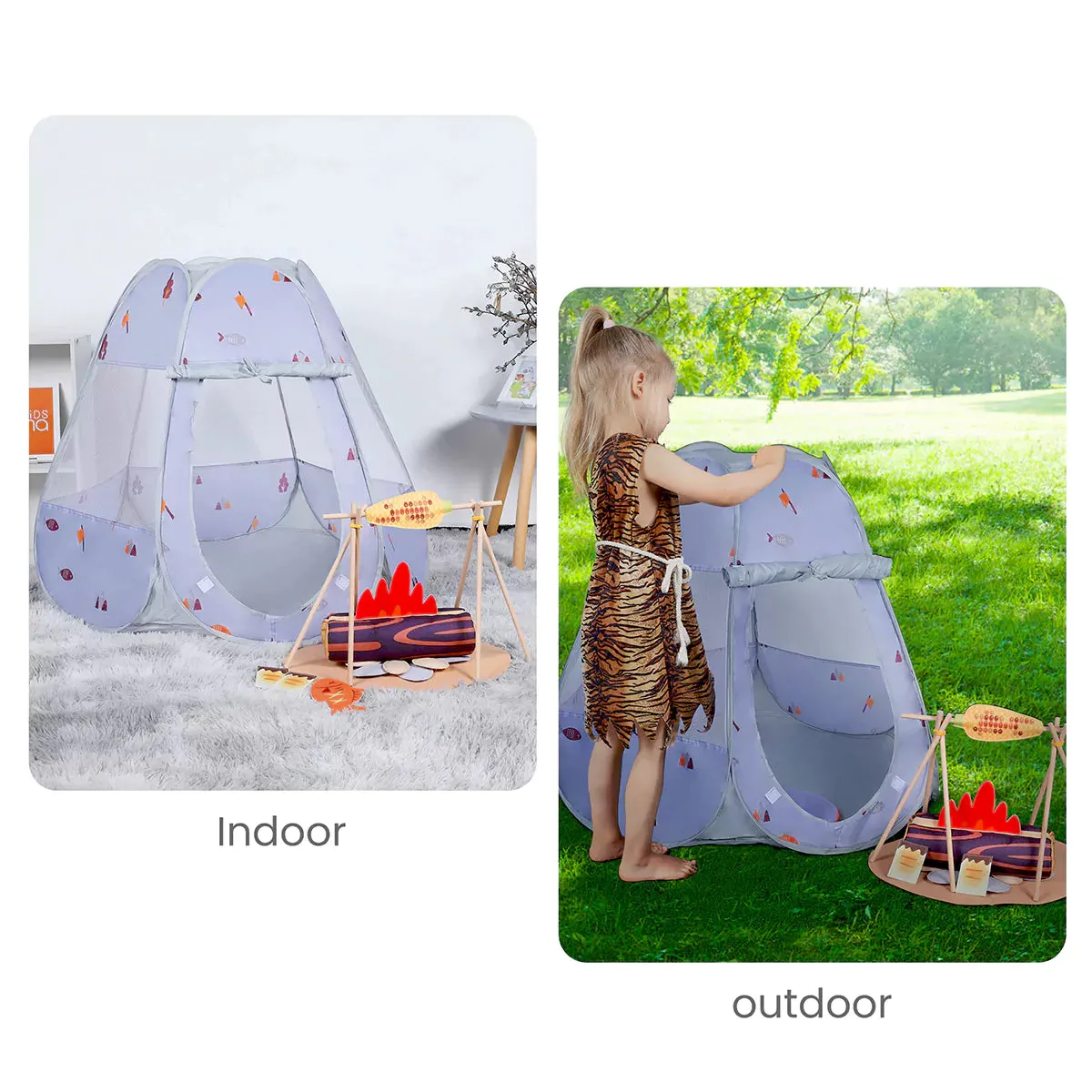 Camping set toy with tent pop up play tent, pretend play camping set, camping barbecue outdoor toy for kids children 3 Months 