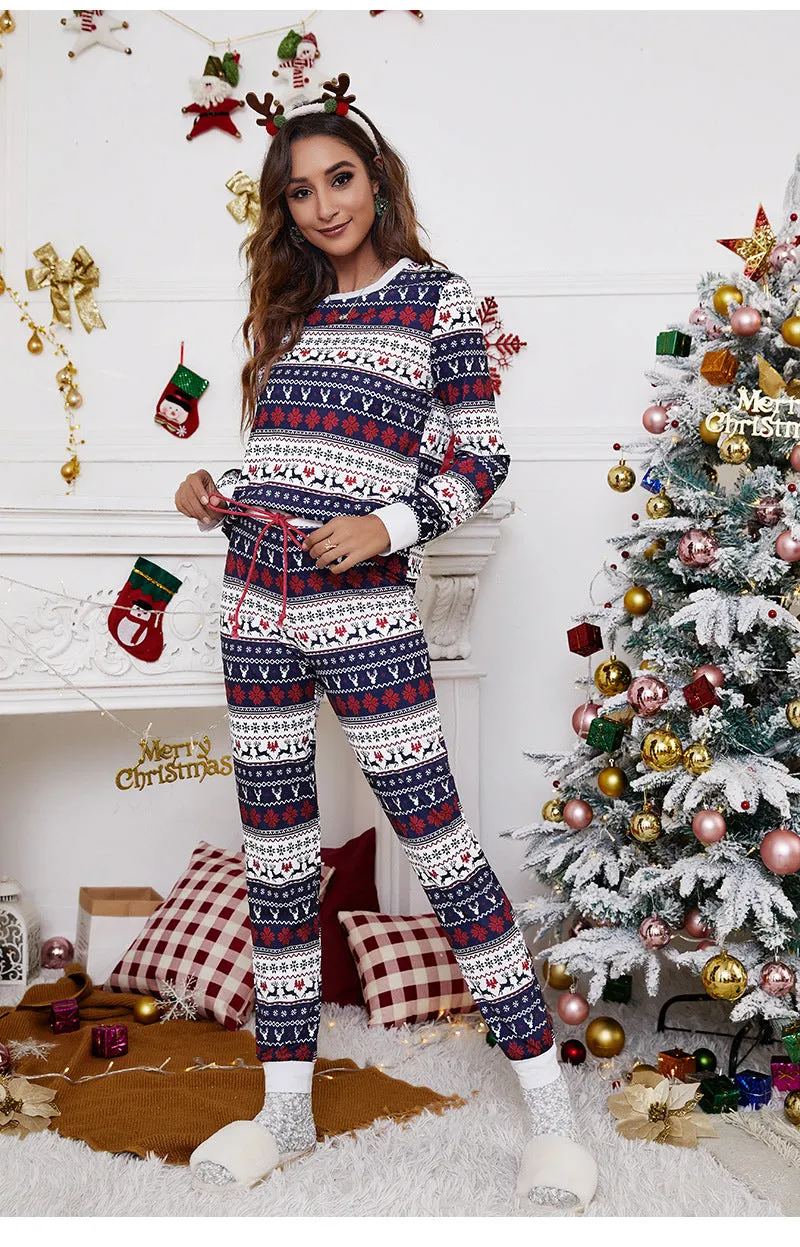 DressBetty - 2Pcs Christmas Loungewear Pajama Sets Stripe Long Sleeves Sleepwear