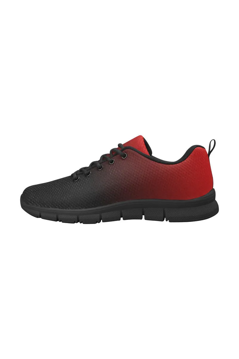 Fade Black to Red Women's Breathable Running Shoes