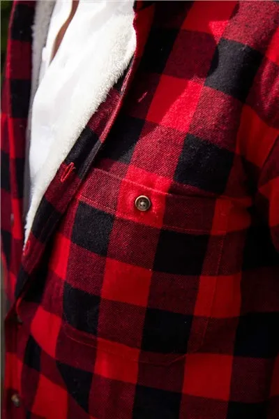 Flannel Fleece Lined Shirt - Red and Black Check