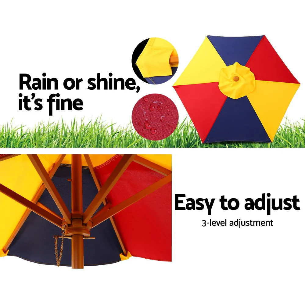 Kids Wooden Picnic Table Set with Umbrella