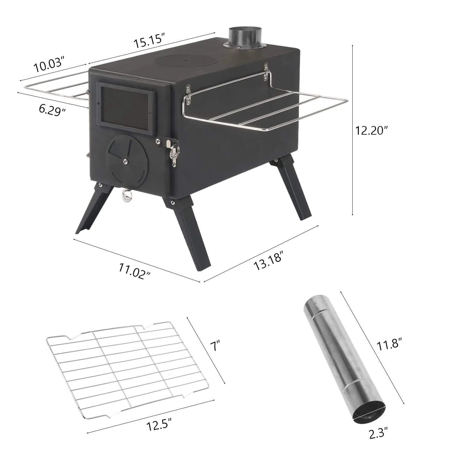 LTMEUTY Camping Wood Stove -for Tent, Portable Wood Burning Stove for Outdoor Cooking and Heating, Camping with 7 Pipes