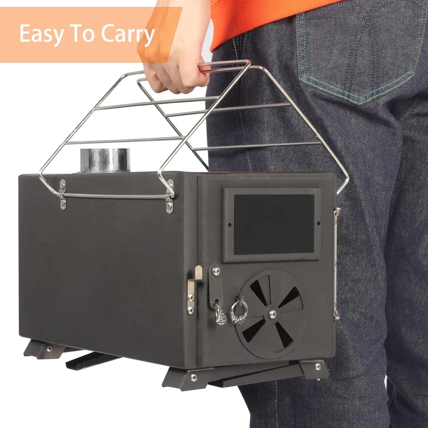 LTMEUTY Camping Wood Stove -for Tent, Portable Wood Burning Stove for Outdoor Cooking and Heating, Camping with 7 Pipes