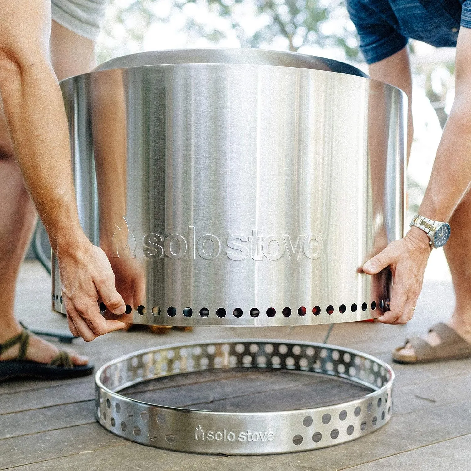 Portable Fire Pit Stainless Steel for Wood Burning and Low Smoke, Great Camping Stove, 27x17 Inches Outdoor Fire Pits