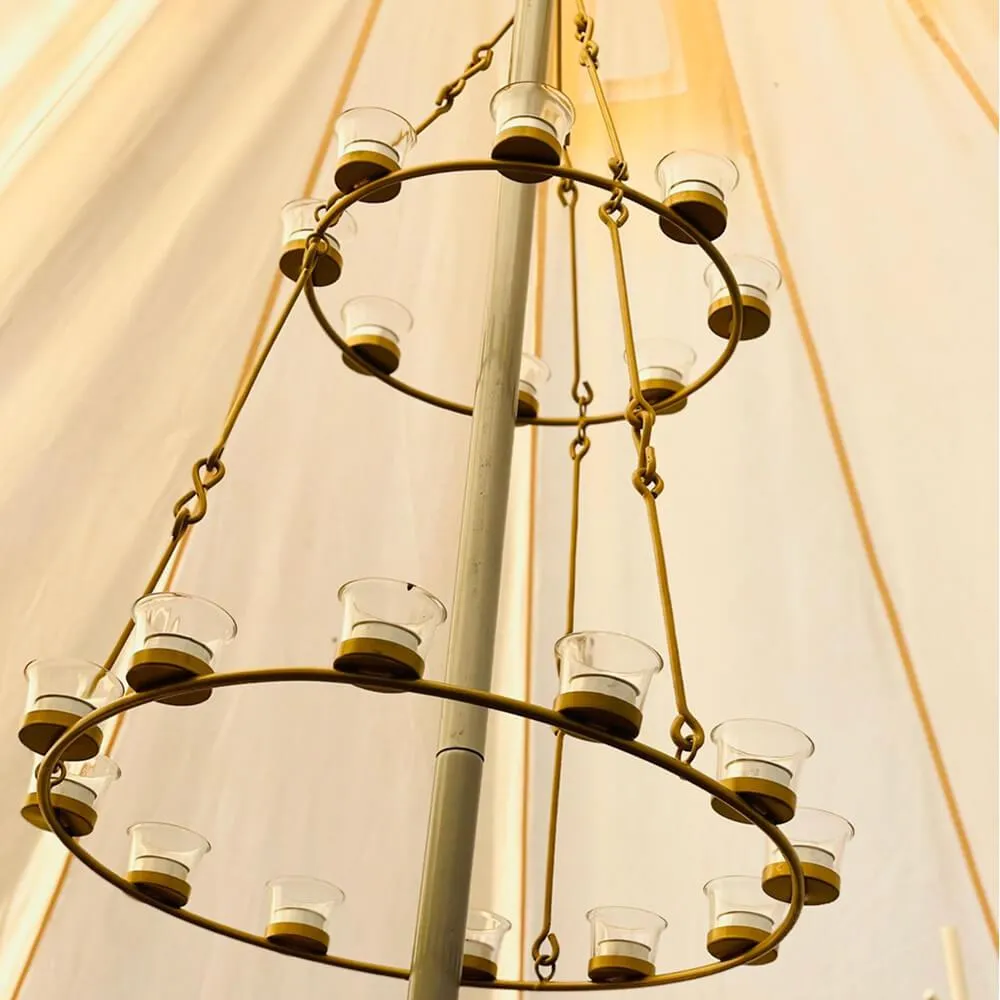 Tea Light Candle Chandelier Double Tier - Gold