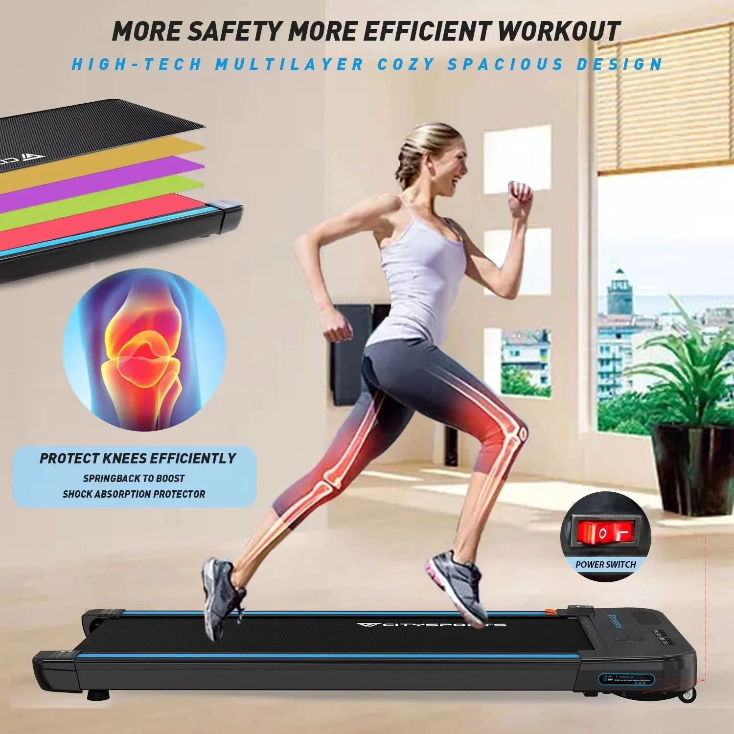 Treadmills for Home,  Walking Pad Treadmill with Audio Speakers, Slim & Portable