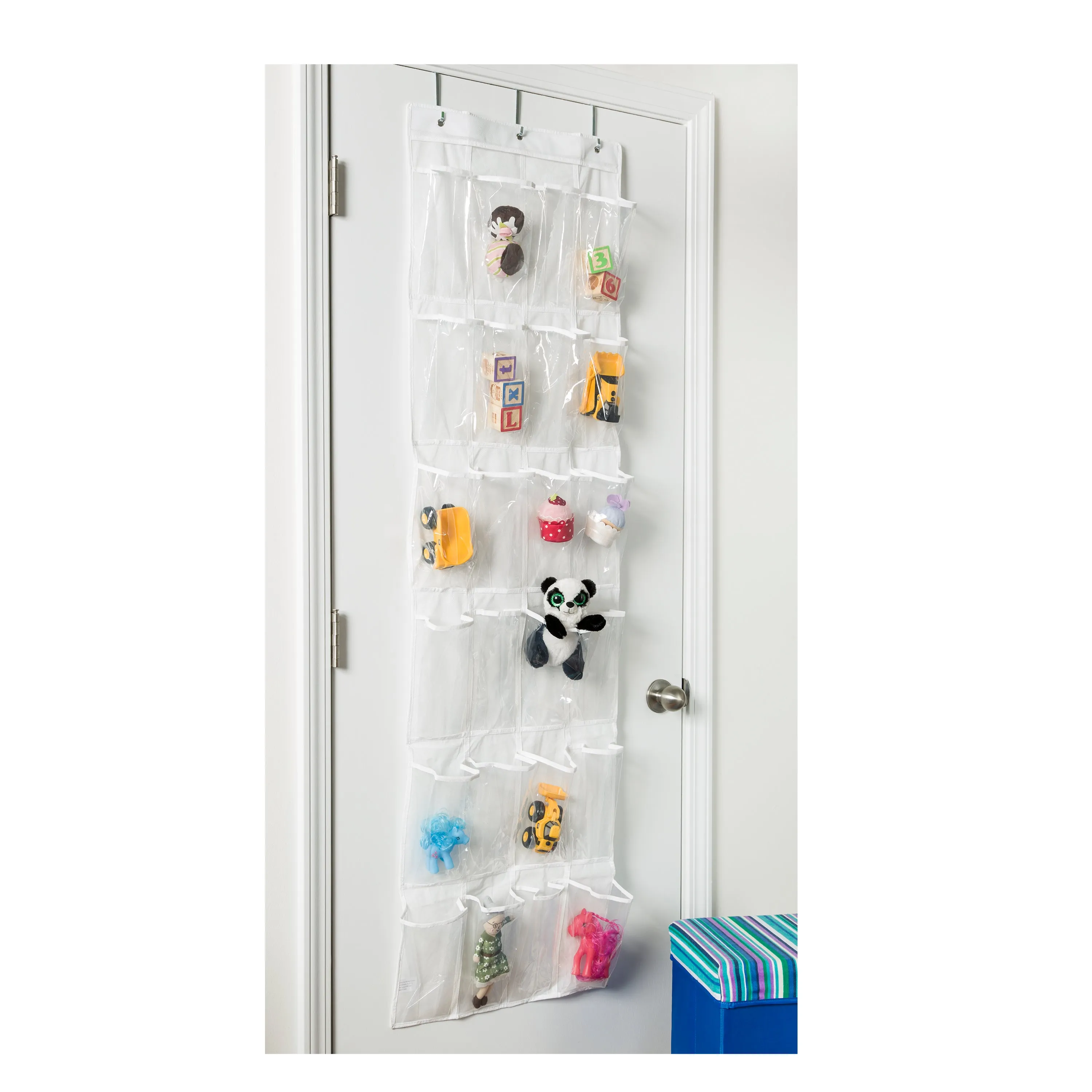 White 24-Pocket Over-The-Door Hanging Shoe Organizer