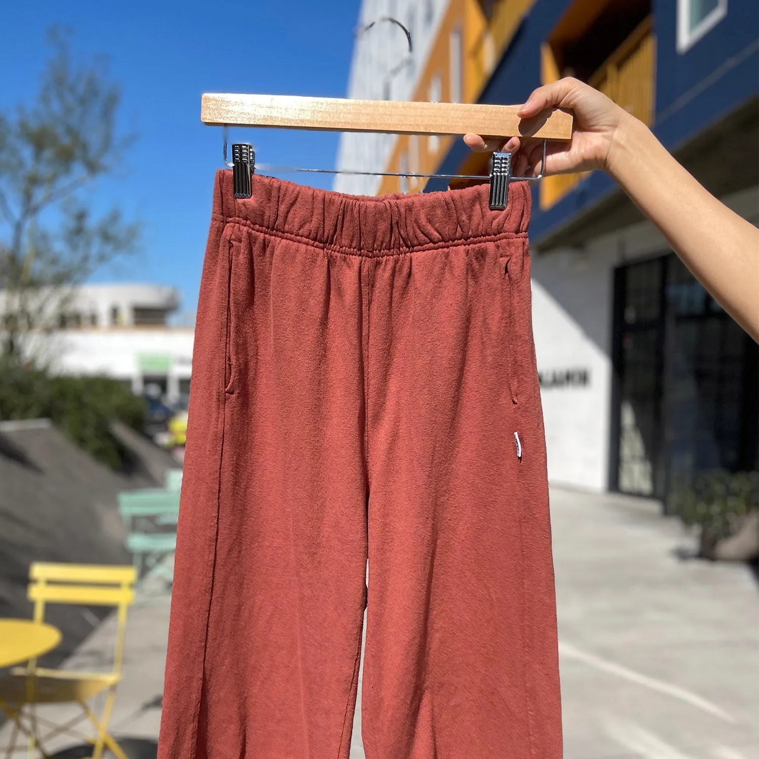 Womens Cotton Balloon Pants - Brick