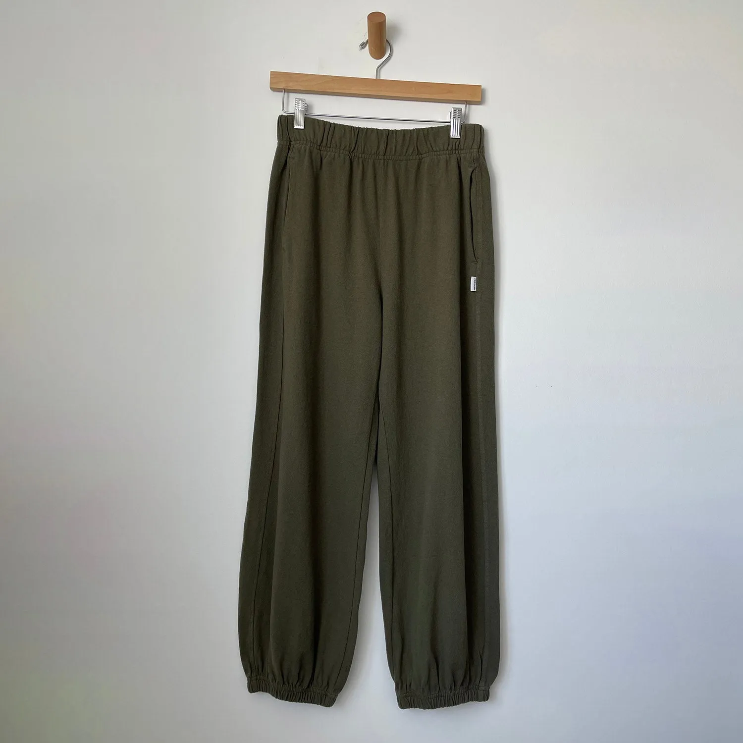 Womens Cotton Balloon Pants - Olive Green